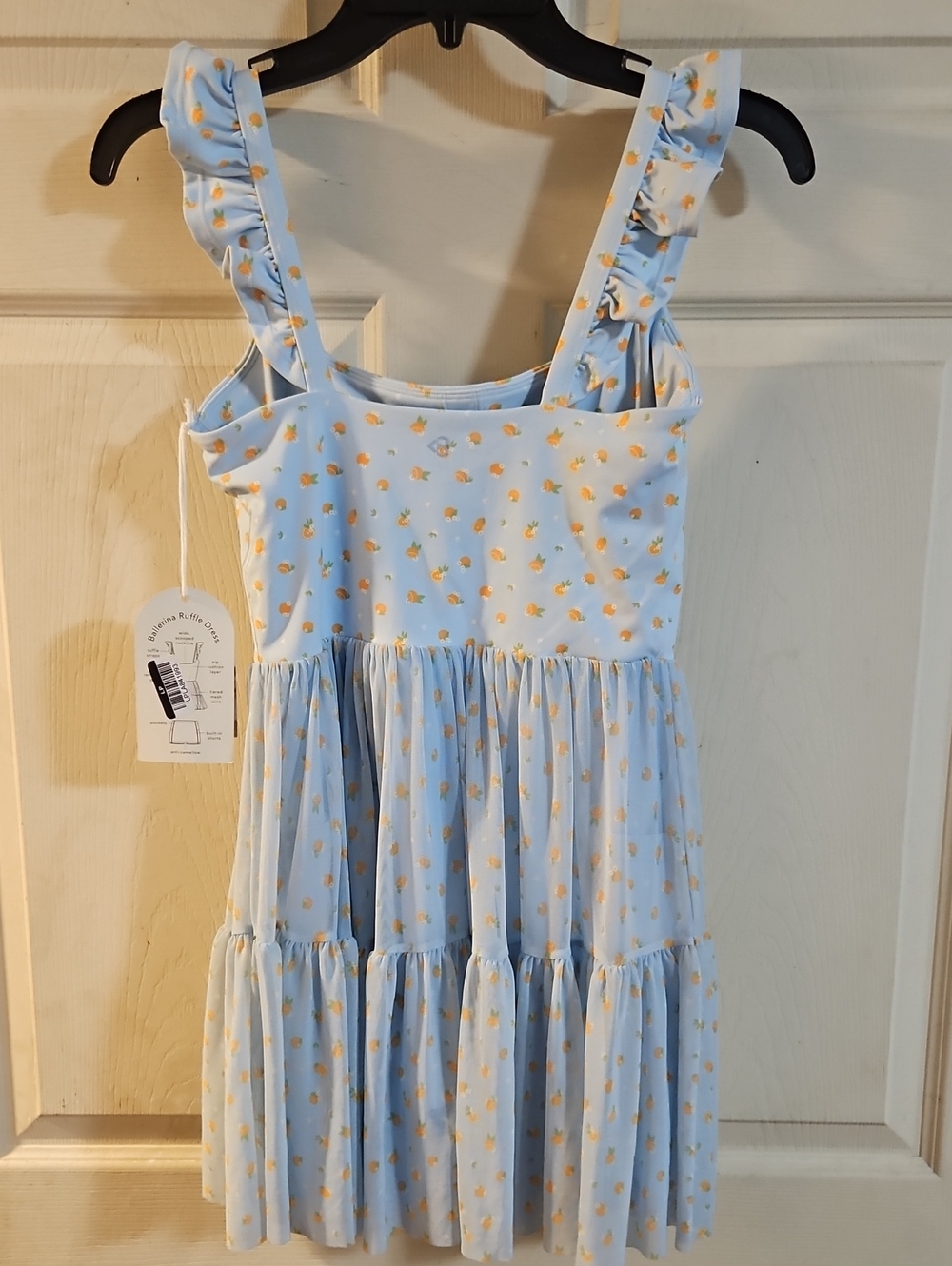 BLOGILATES BALLERINA RUFFLE ATHLETIC DRESS: BLUE/ORANGES: NEW WITH TAGS: SIZE S - Picture 4 of 5